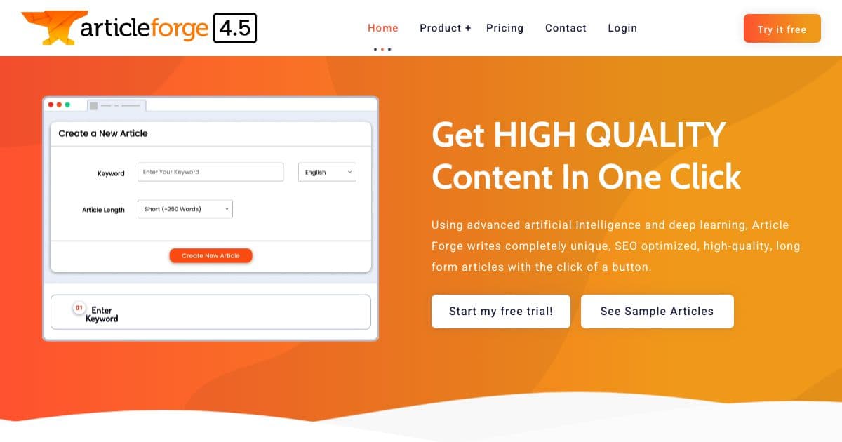 ArticleForge screenshot 1