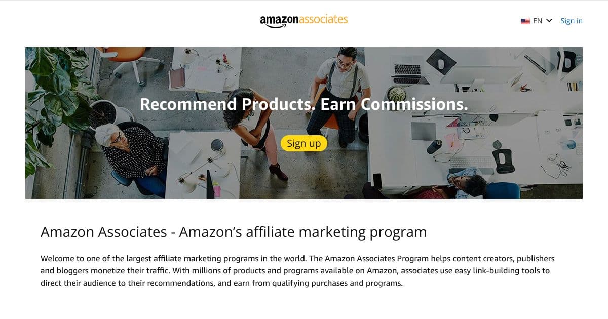 Amazon Associates screenshot 1
