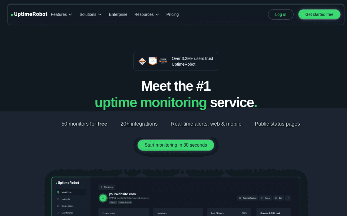 UptimeRobot screenshot 1