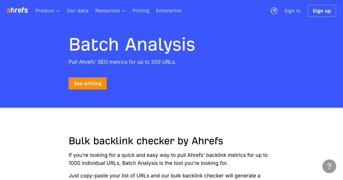 Ahrefs Batch Analysis screenshot 1