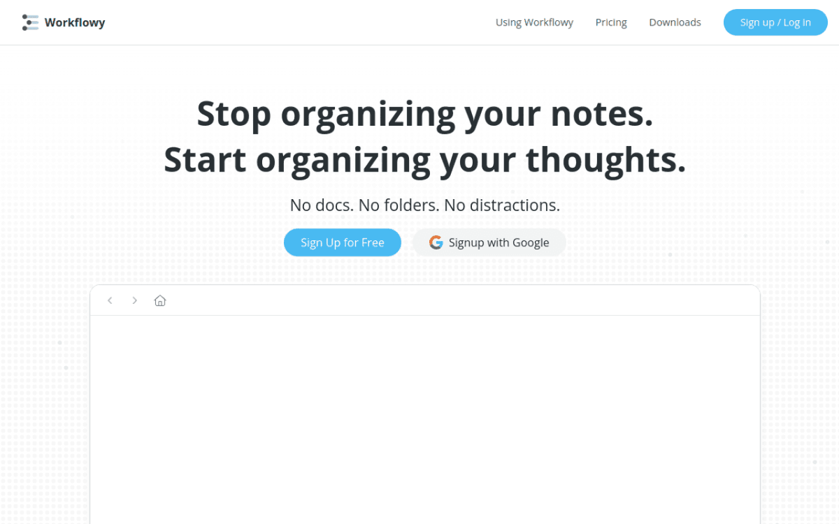 Workflowy screenshot 1