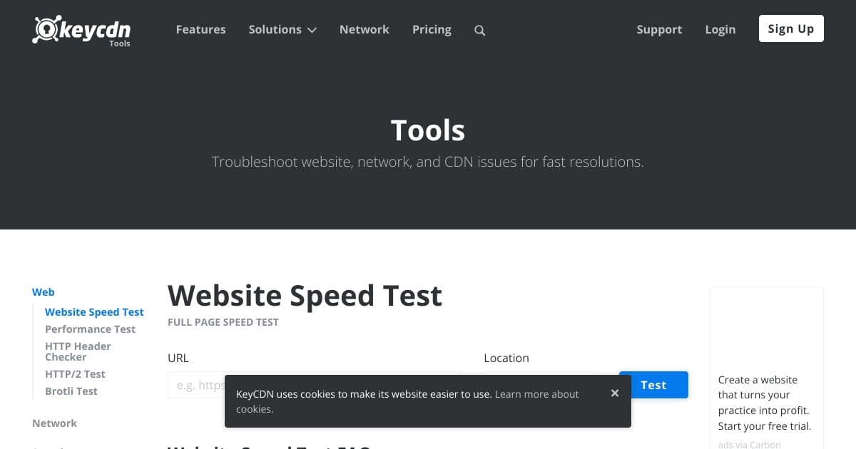 KeyCDN Speed Test screenshot 1