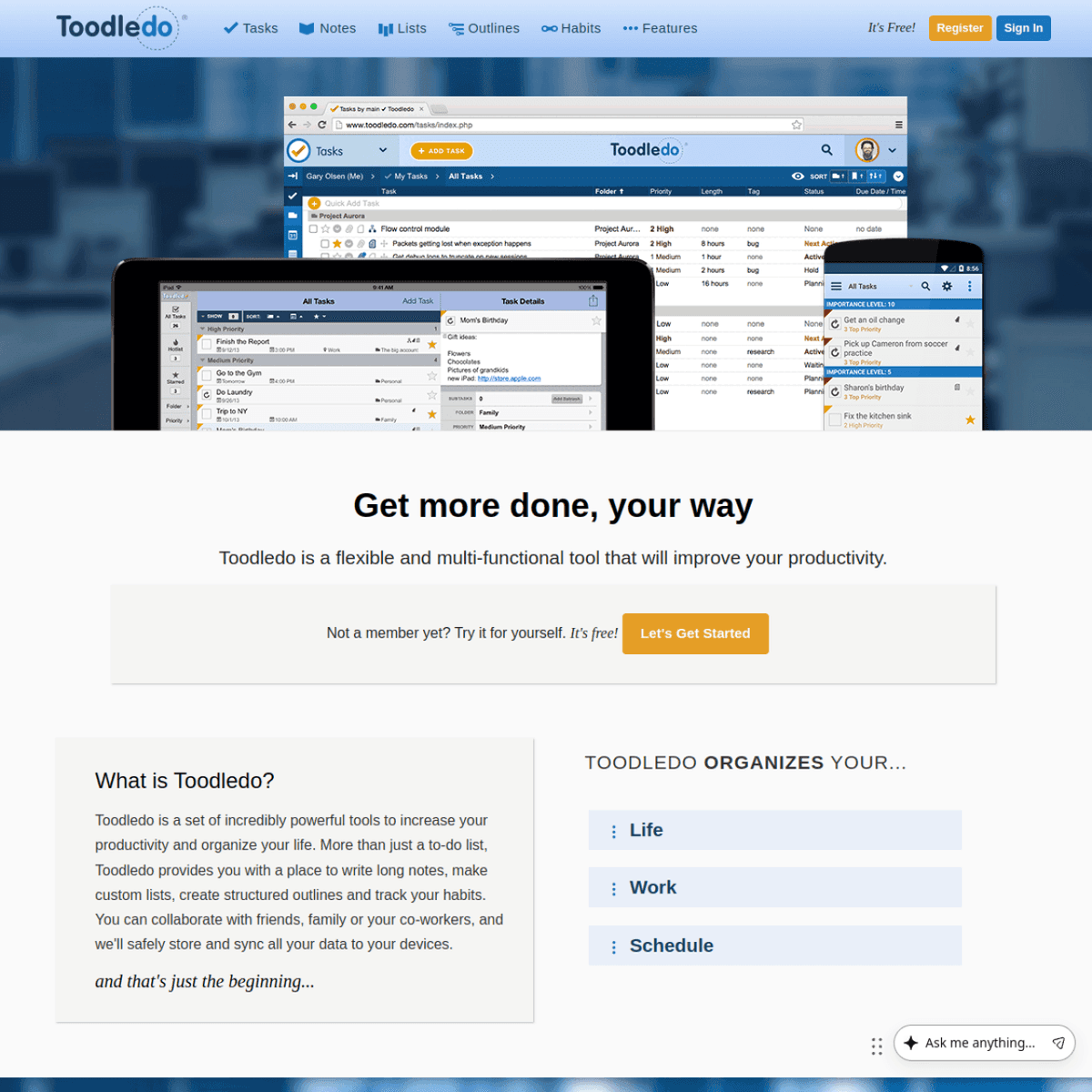 Toodledo screenshot 1