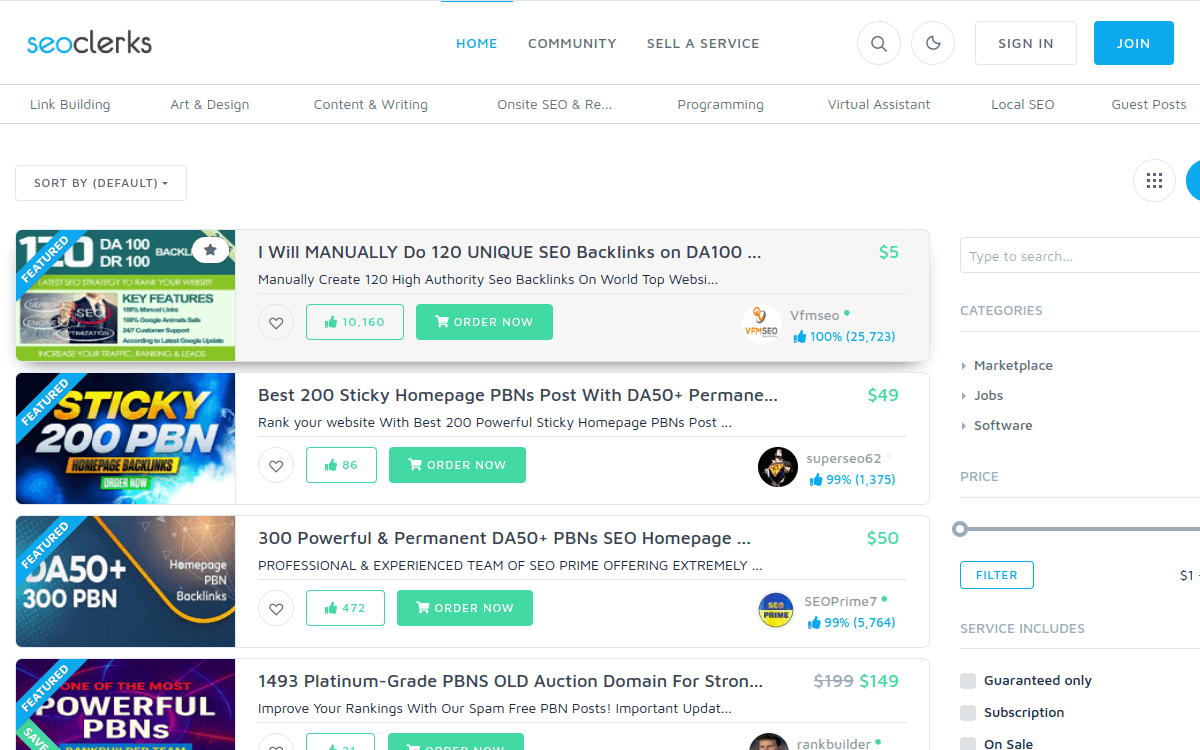 SEOClerks screenshot 1