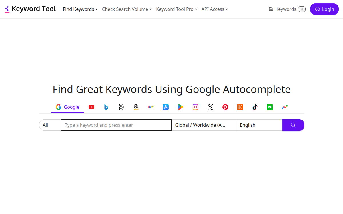 KeywordTool.io screenshot 1