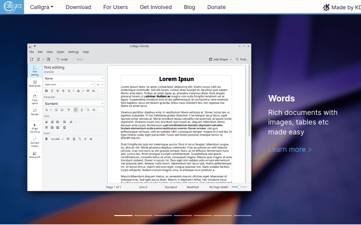 Calligra screenshot 1