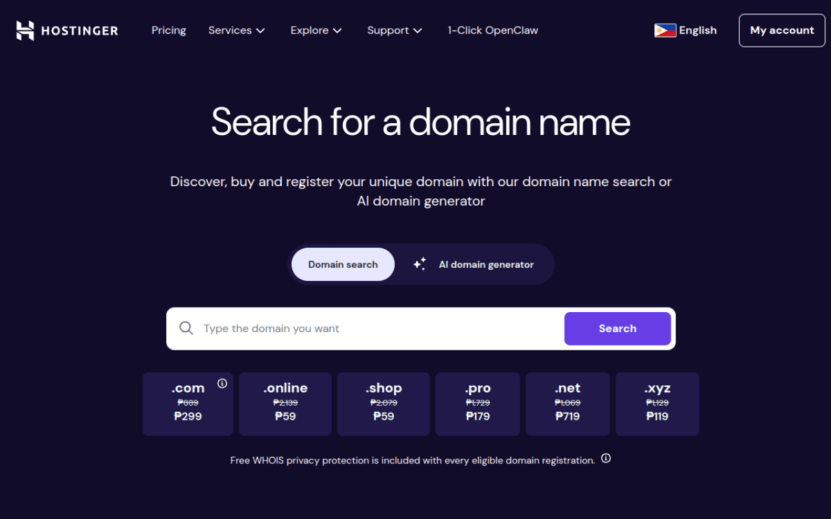 Hostinger - Domains screenshot 1