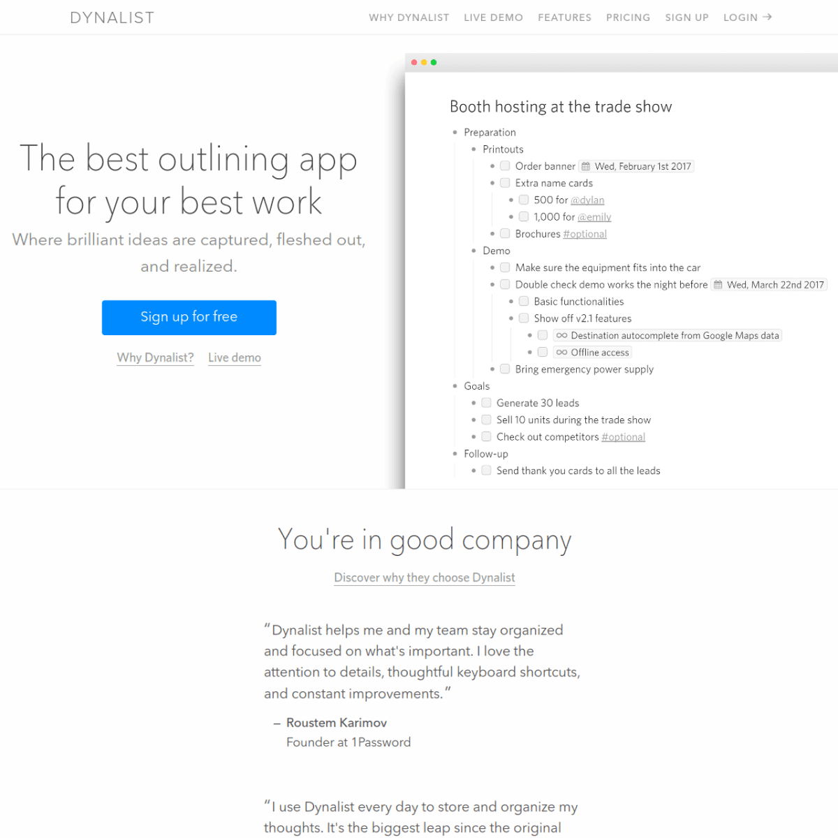 Dynalist screenshot 1