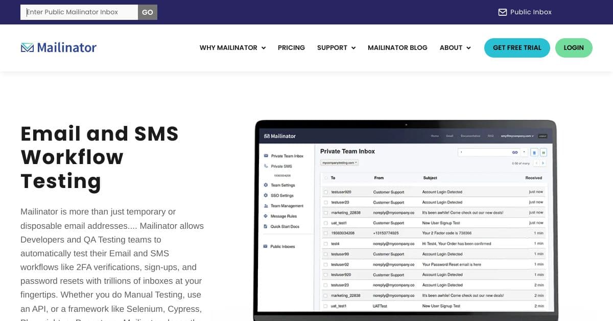 Mailinator screenshot 1