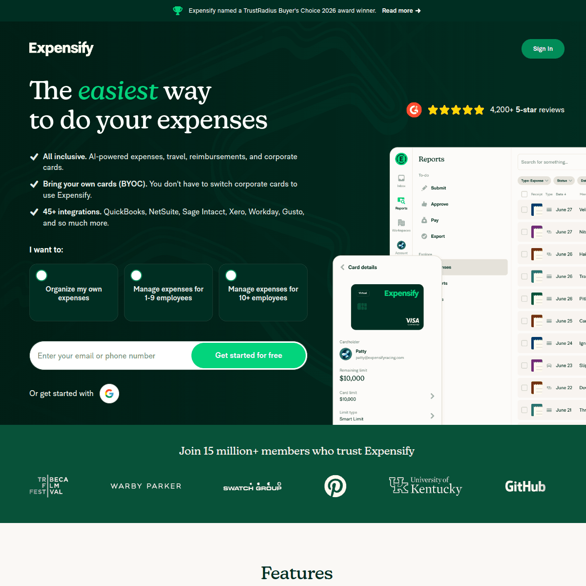 Expensify screenshot 1