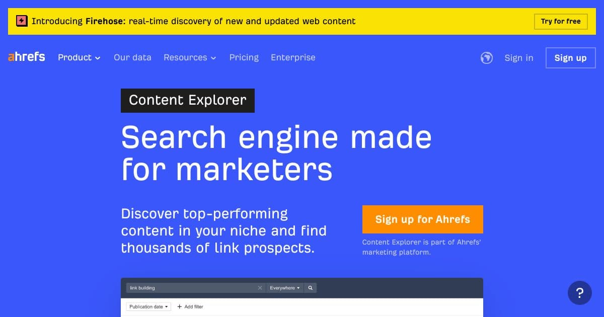 Ahrefs Content Explorer screenshot 1