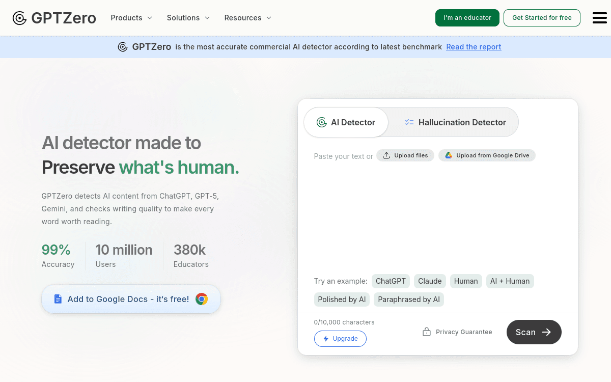 GPTZero screenshot 1