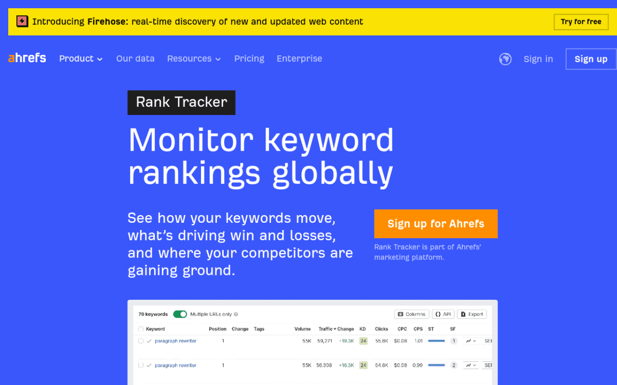 Ahrefs Rank Tracker screenshot 1