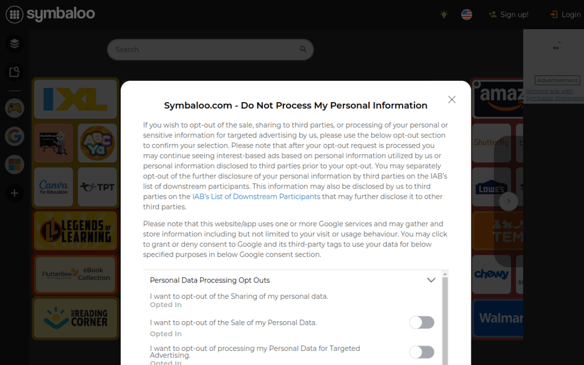 Symbaloo screenshot 1