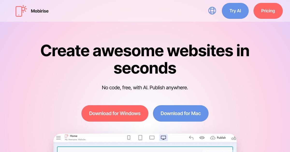 Mobirise screenshot 1