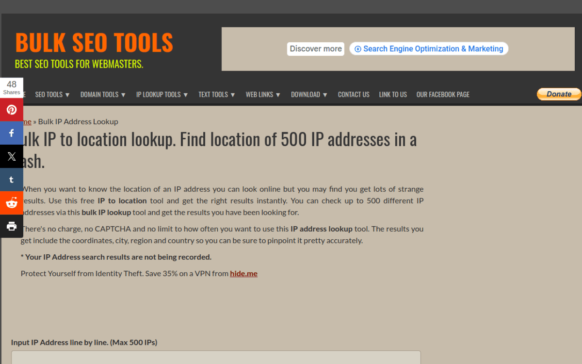 Bulk IP to Location Lookup screenshot 1